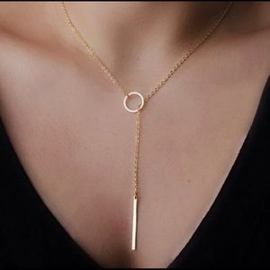 Bundle of 3 Open circle & drop bar gold necklace 3 for $20 wholesale